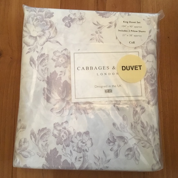 Cabbages & Roses King Duvet Set ‘Paris Rose’ Deep Lavender - Picture 1 of 4